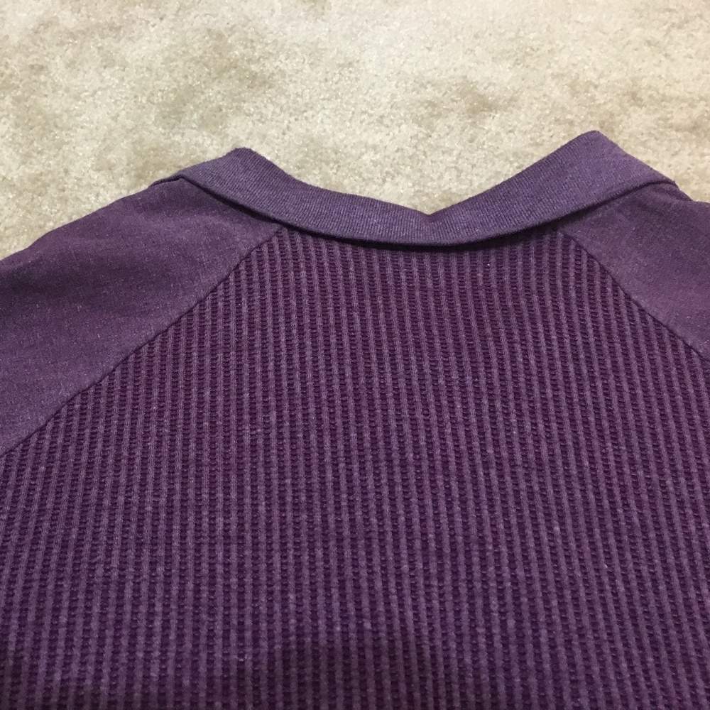 Vintage Men's Purple Long Sleeve Banded Polo - Picture 6 of 6